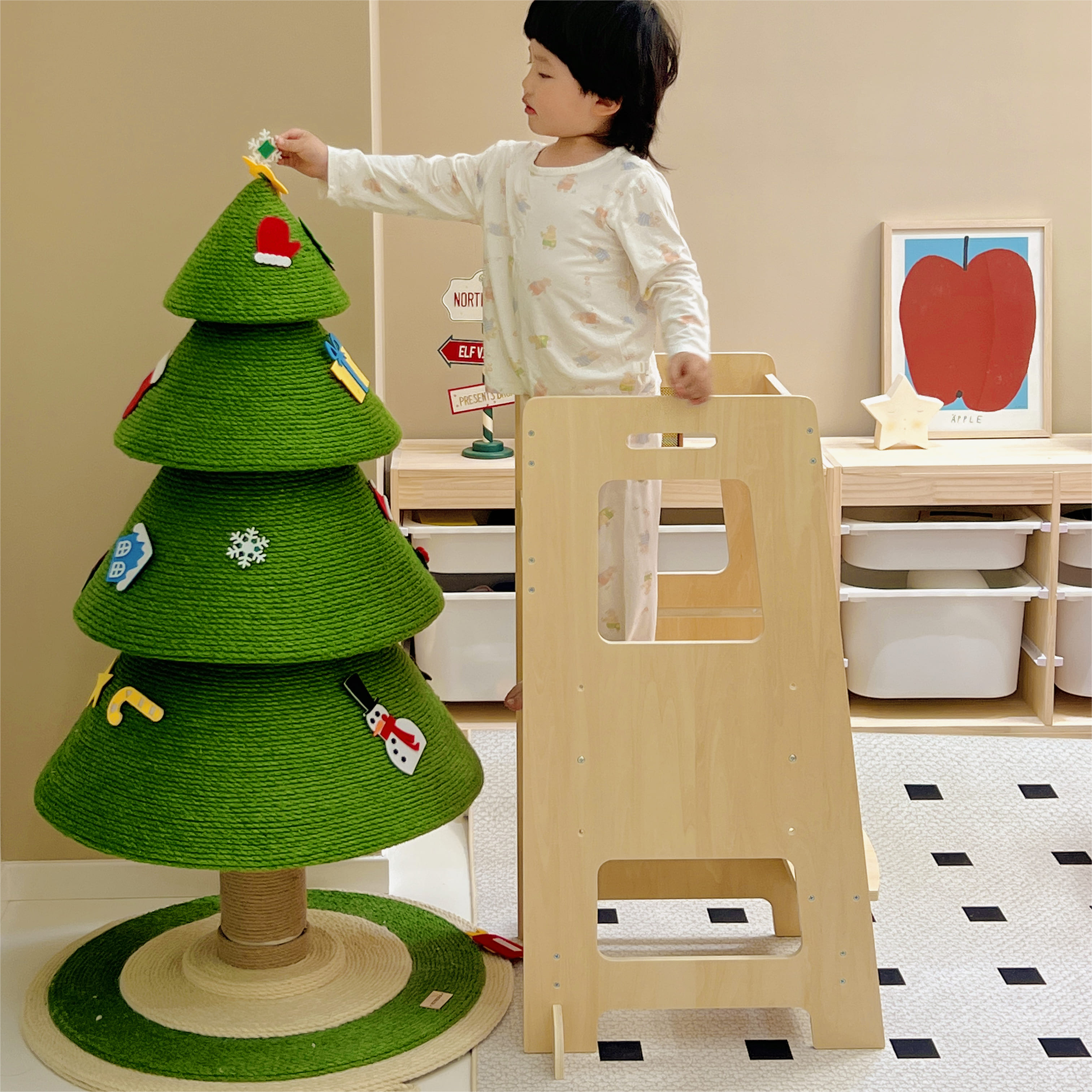 Wooden Learning Tower adjustable height Step Stool Helper