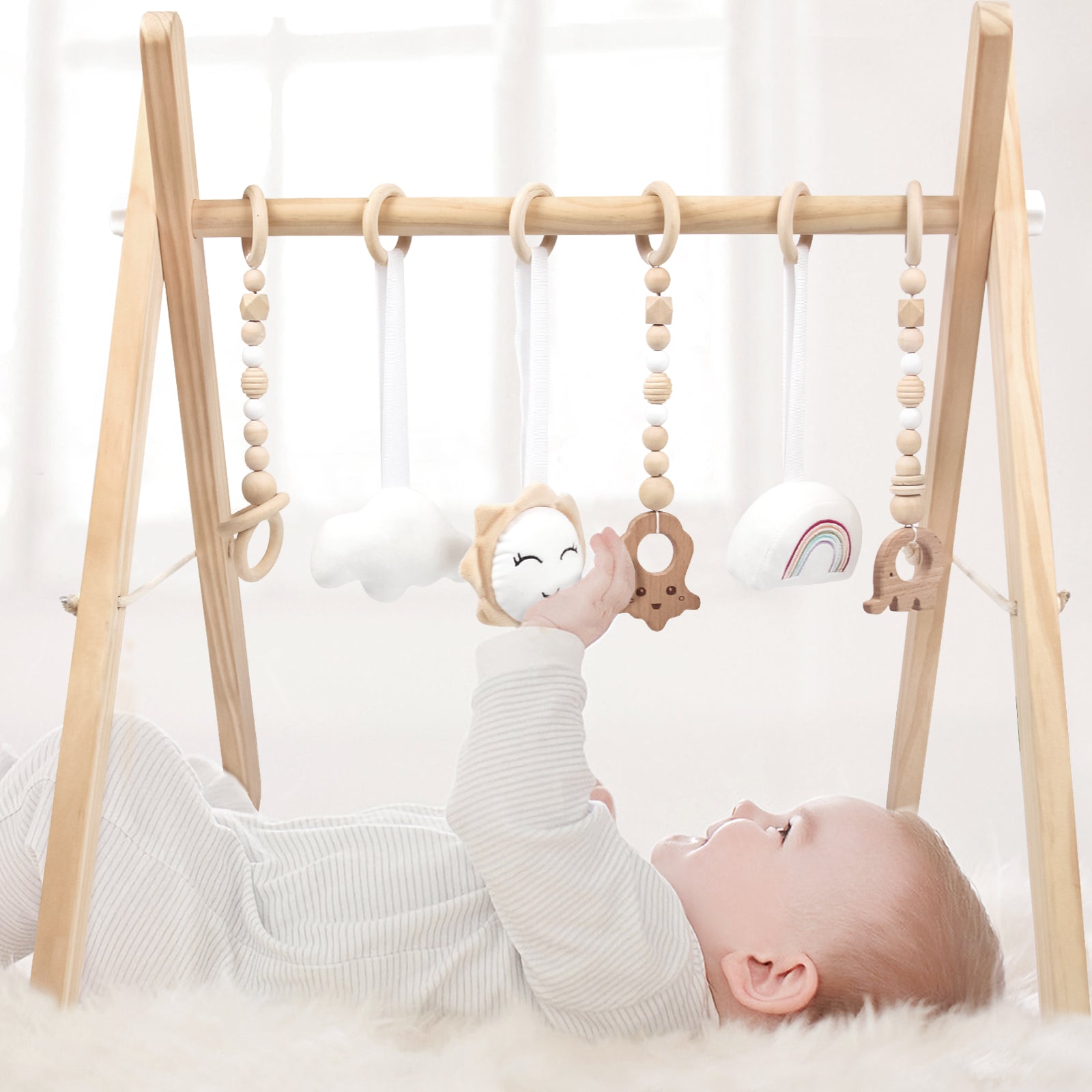 Wooden Foldable Baby Gym (Natural Wood)